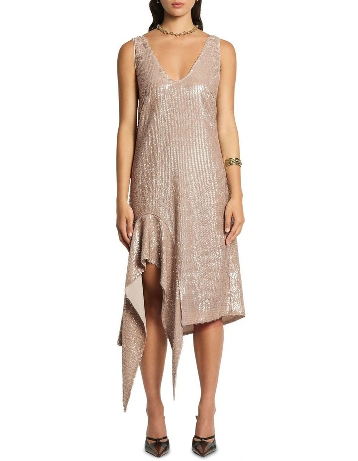 Selkie Sequin Dress in Brown image 1