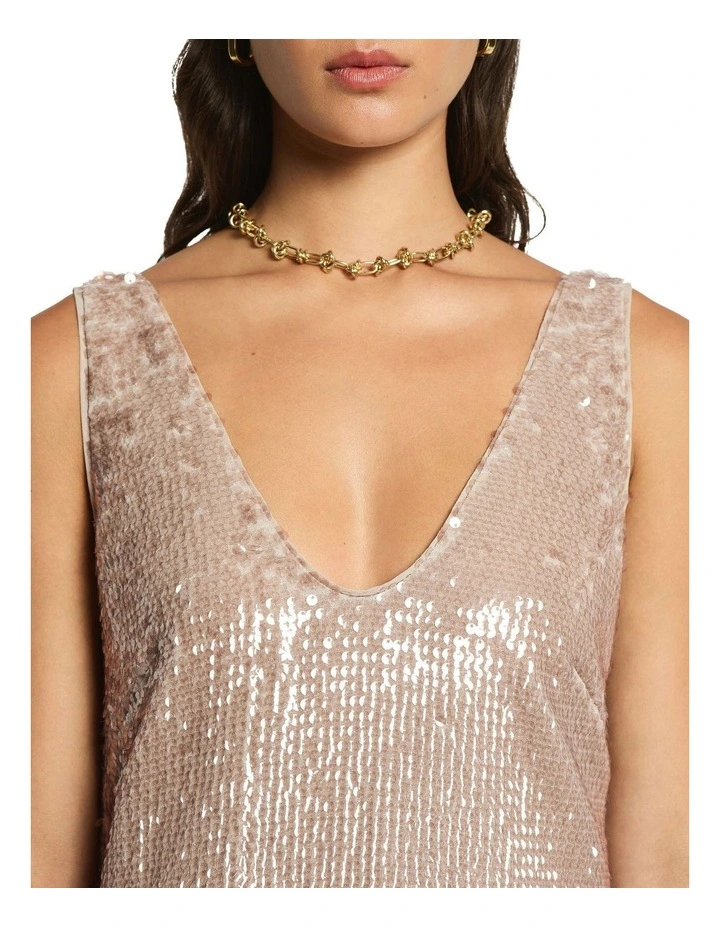 Selkie Sequin Dress in Brown image 3