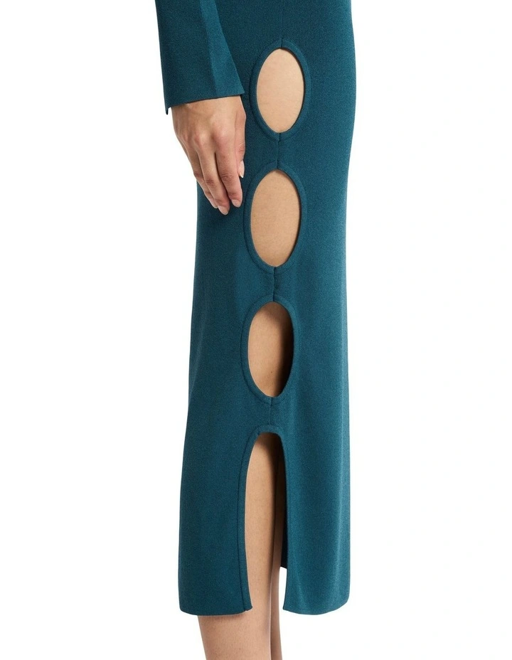 Slash Knit Dress in Petrol Blue image 2