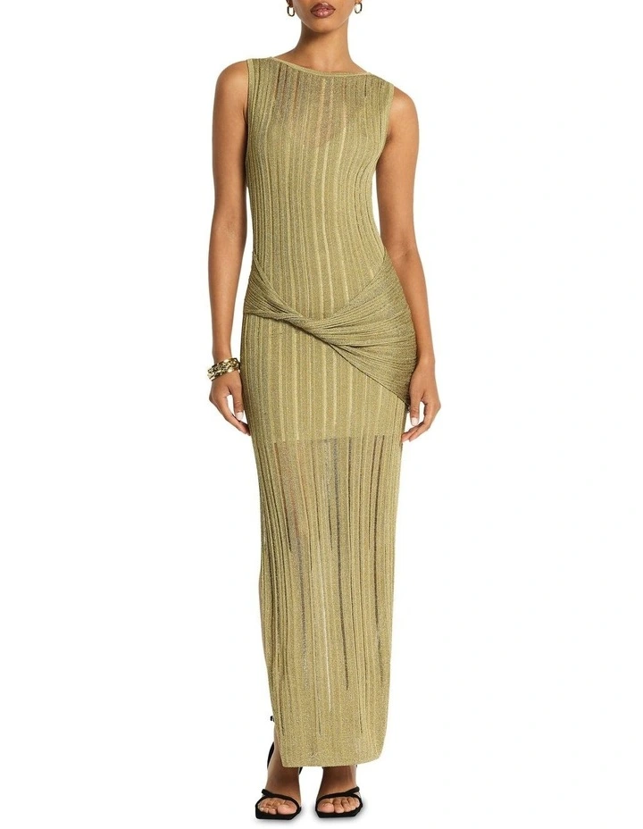 Raven Metallic Knit Dress in Brass image 1