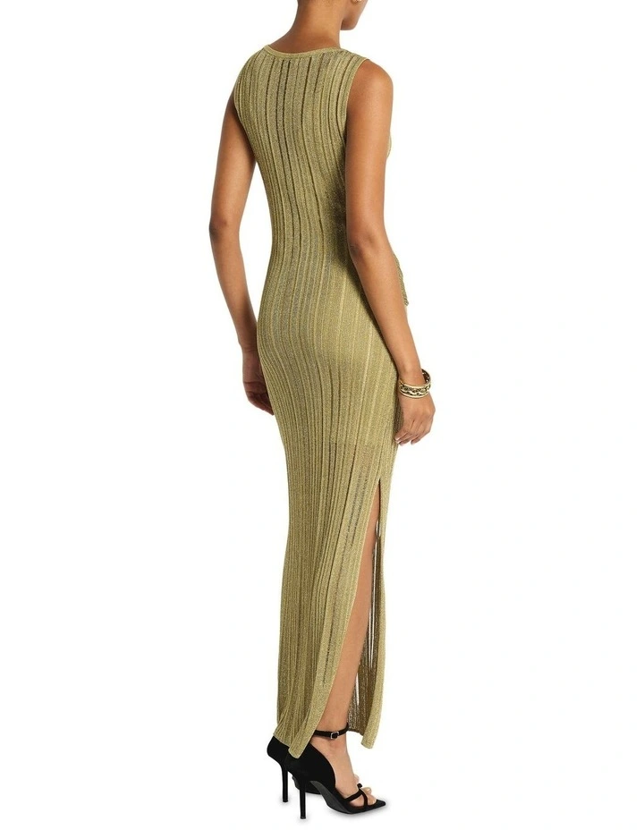 Raven Metallic Knit Dress in Brass image 4