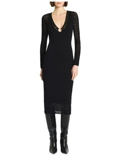 Le Femme Knit Midi Dress in Black