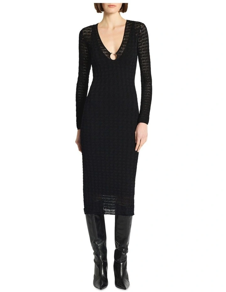 Le Femme Knit Midi Dress in Black image 1