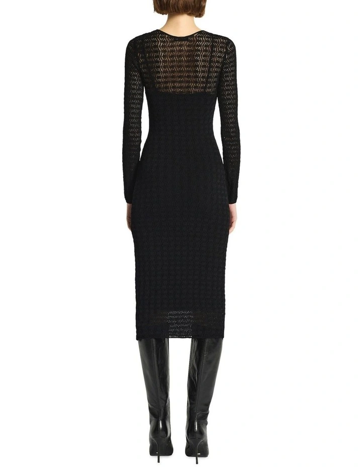 Le Femme Knit Midi Dress in Black image 2