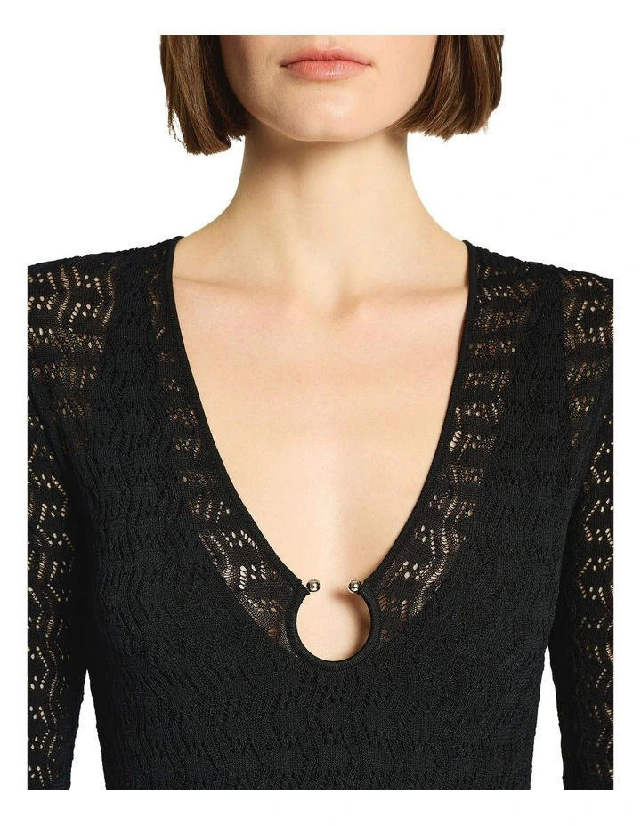 Le Femme Knit Midi Dress in Black image 4