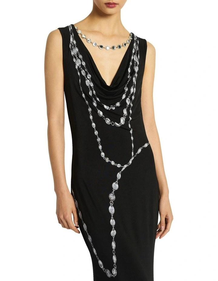 Illusions Gown in Silver/Print image 3