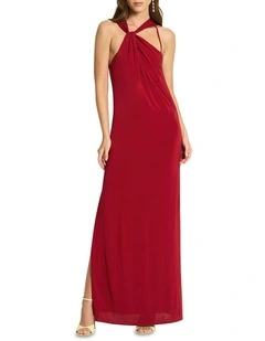 Night Jazz Strap Dress in Dark Red