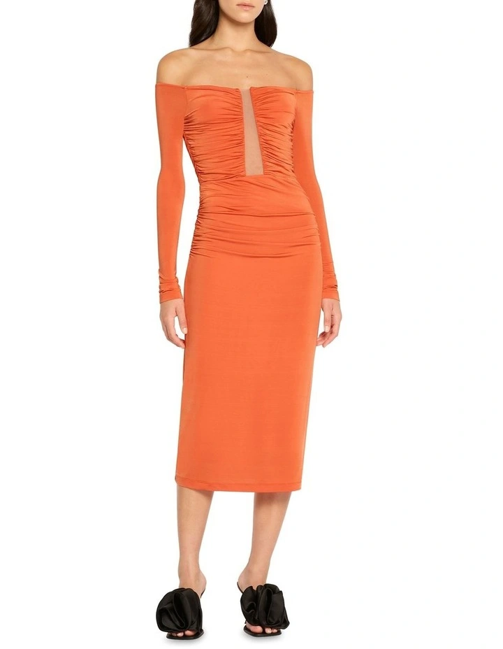 In Orbit Jersey Midi Dress in Burnt Orange image 1