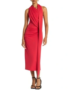 Monroe Halterneck Dress in Rhubarb