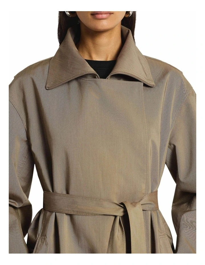 Monologue Trench Coat in Mushroom image 4