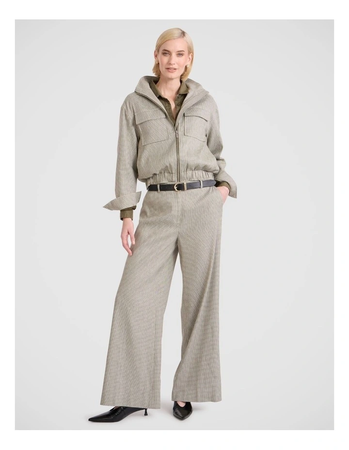Amelie Stretch Linen Jacket in Fern Check image 2