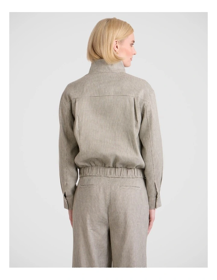 Amelie Stretch Linen Jacket in Fern Check image 5
