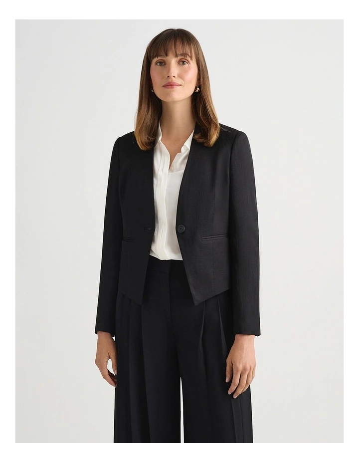 Liliosa Linen Blend Jacket in Black image 2