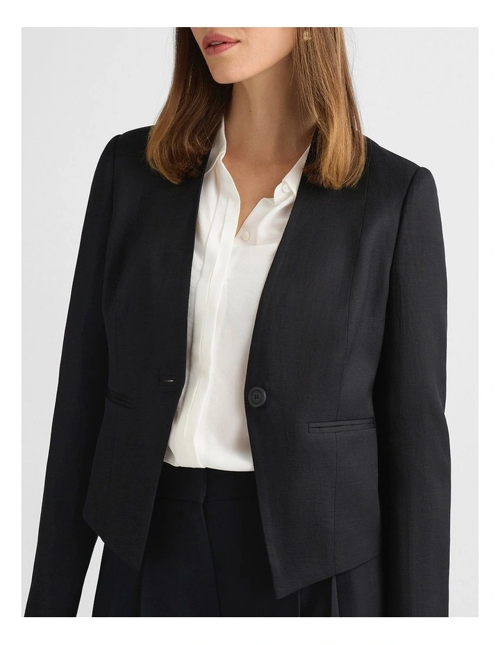 Liliosa Linen Blend Jacket in Black image 4