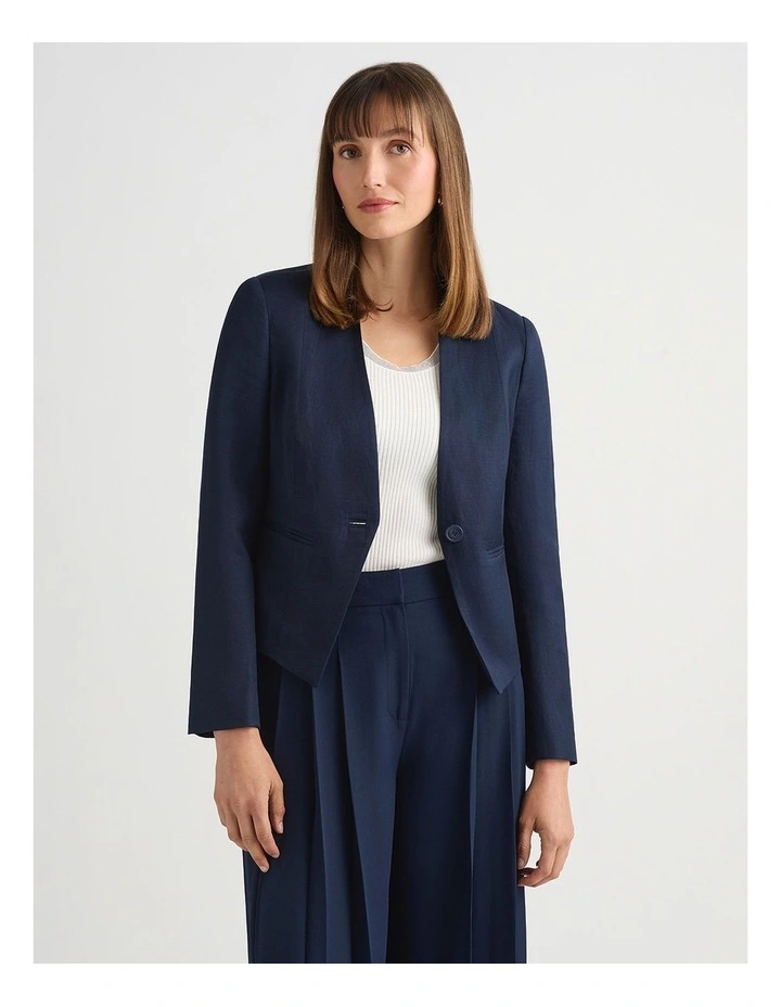 Liliosa Linen Blend Jacket in Ink image 2