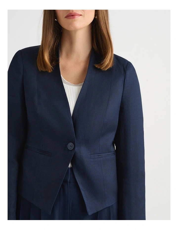 Liliosa Linen Blend Jacket in Ink image 3