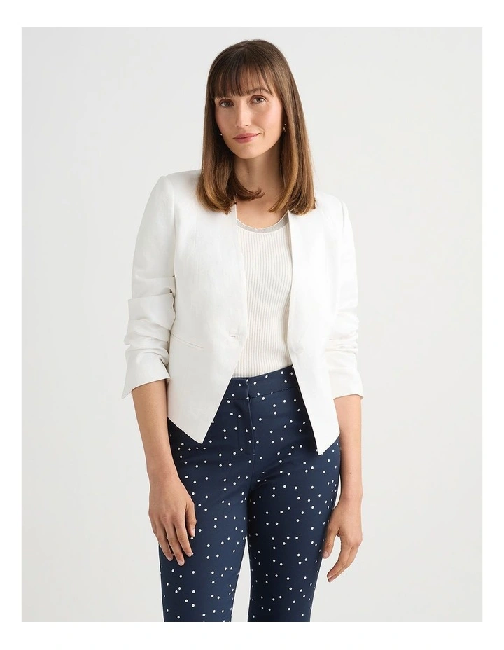 Liliosa Linen Blend Jacket in Ivory image 2