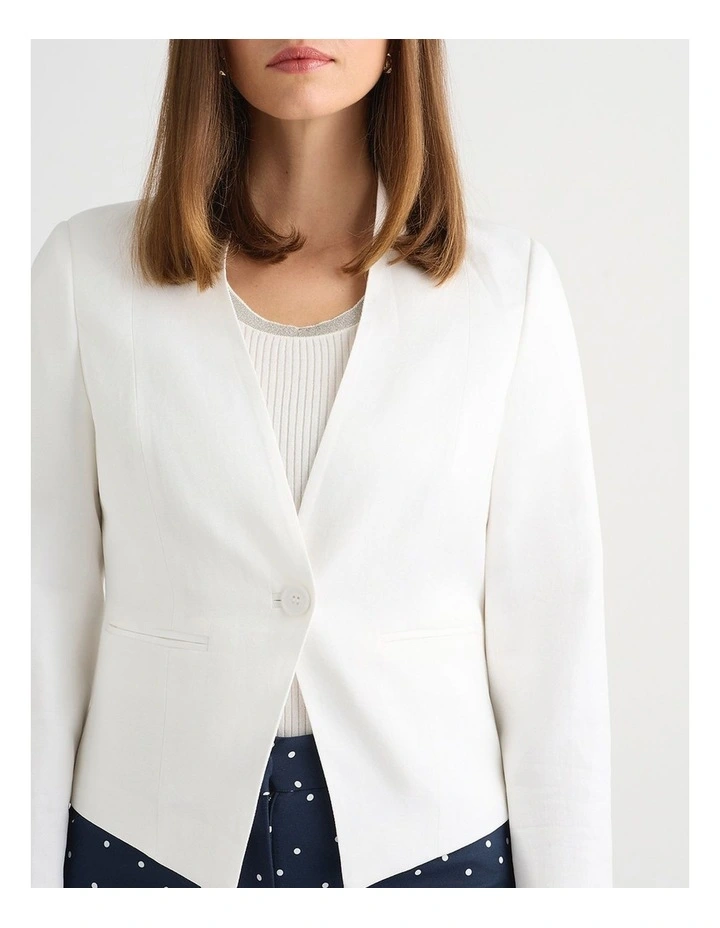 Liliosa Linen Blend Jacket in Ivory image 3
