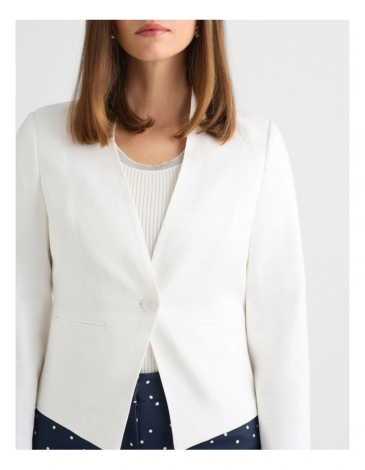 Liliosa Linen Blend Jacket in Ivory image 4