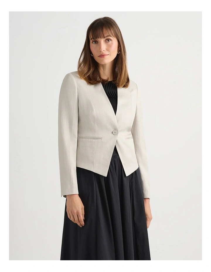 Liliosa Linen Blend Jacket in Stone image 2
