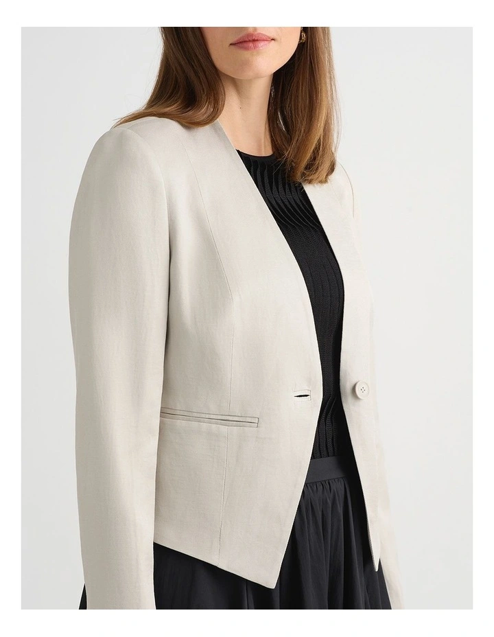 Liliosa Linen Blend Jacket in Stone image 3
