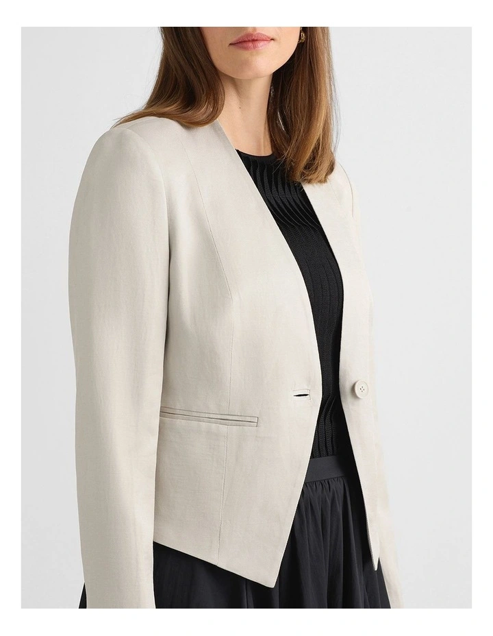 Liliosa Linen Blend Jacket in Stone image 4
