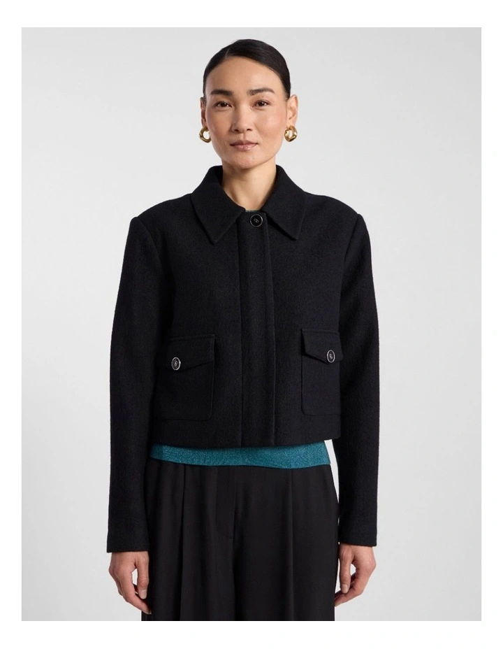 Cosmos Felted Wool Jacket in Black image 1