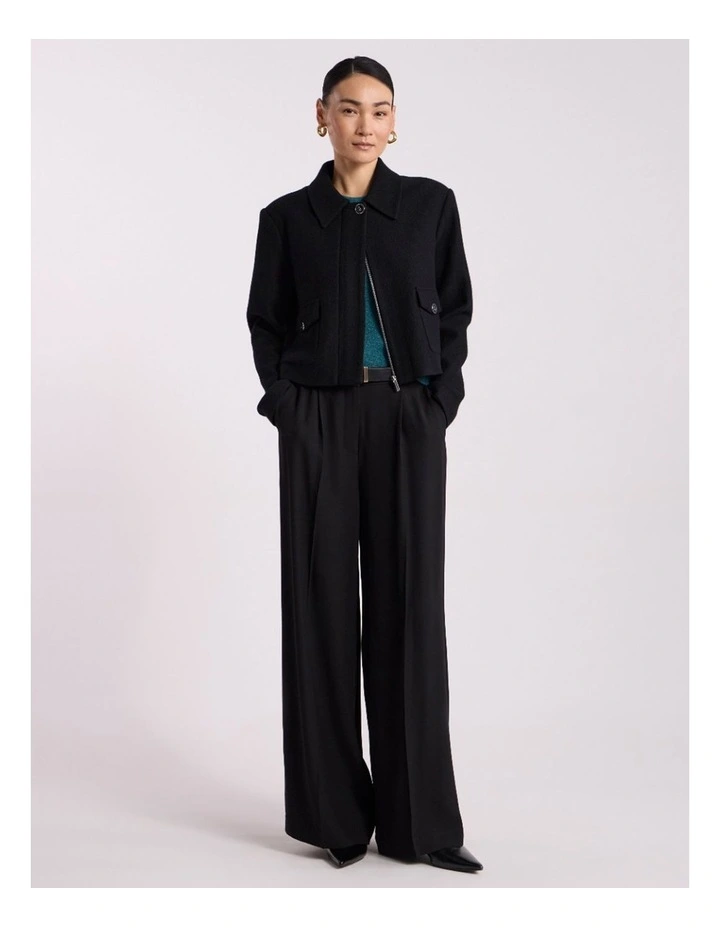 Cosmos Felted Wool Jacket in Black image 1