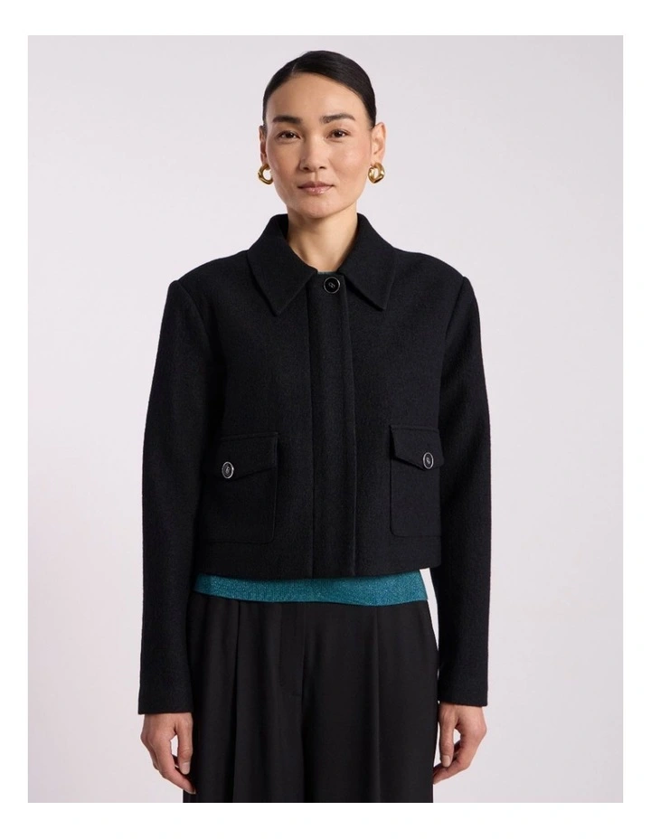 Cosmos Felted Wool Jacket in Black image 2