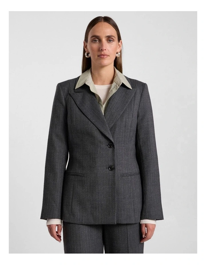 Domini Pinstripe Blazer in Charcoal Stripe image 1