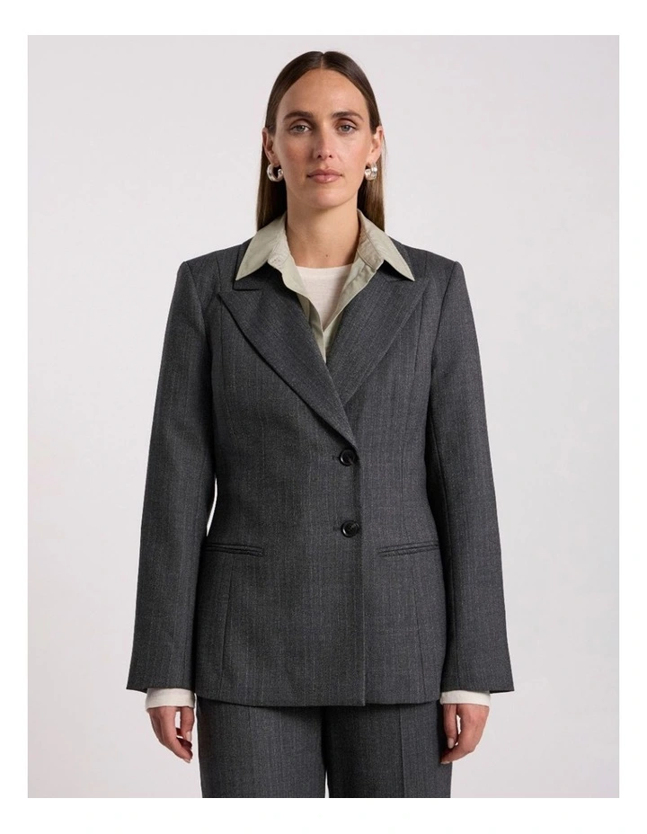 Domini Pinstripe Blazer in Charcoal Stripe image 2