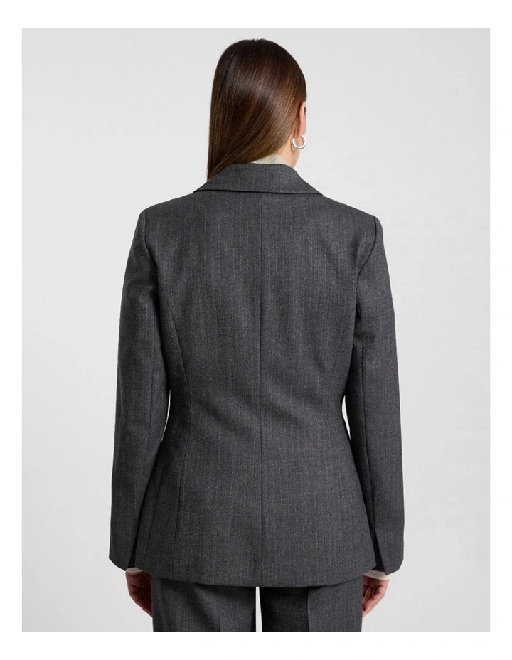 Domini Pinstripe Blazer in Charcoal Stripe image 3