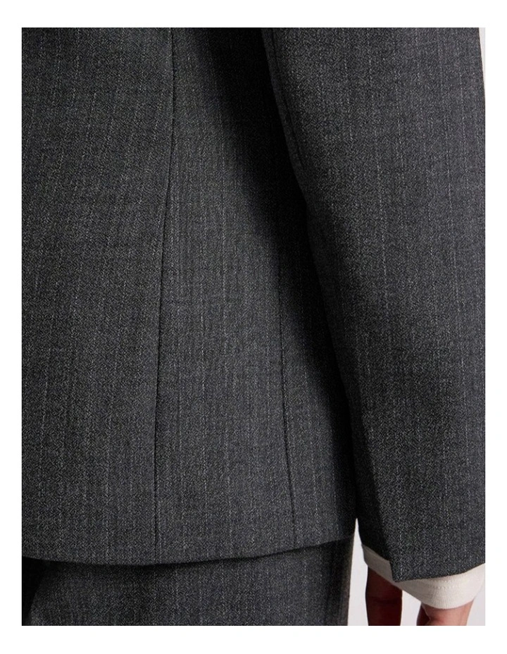 Domini Pinstripe Blazer in Charcoal Stripe image 4