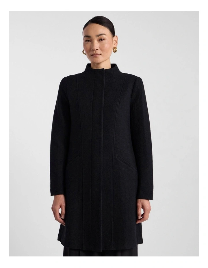Madison Felted Wool Coat in Black image 1
