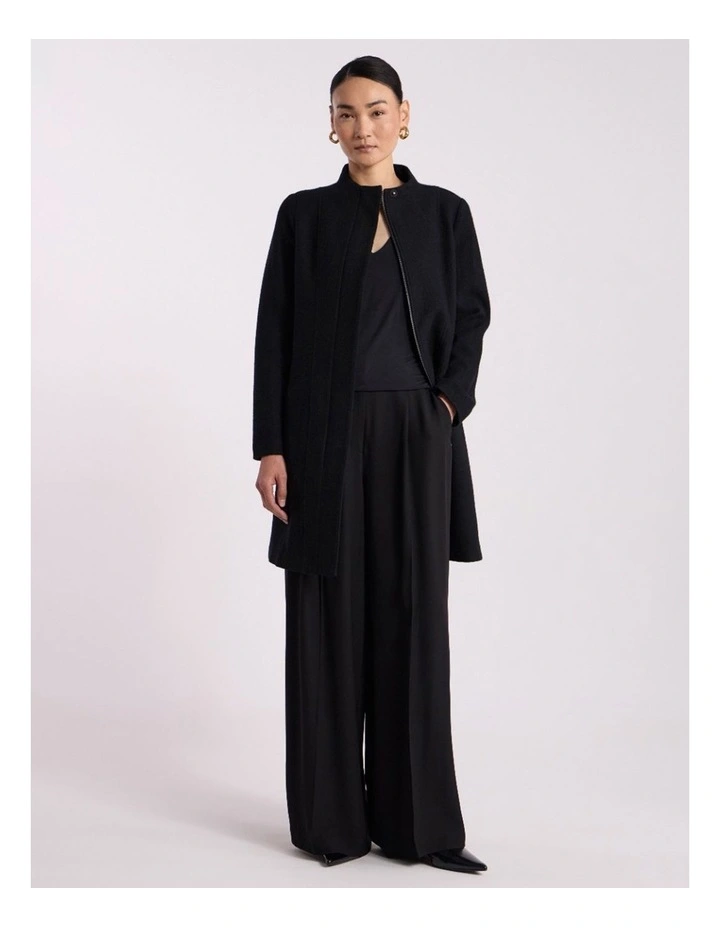 Madison Felted Wool Coat in Black image 2