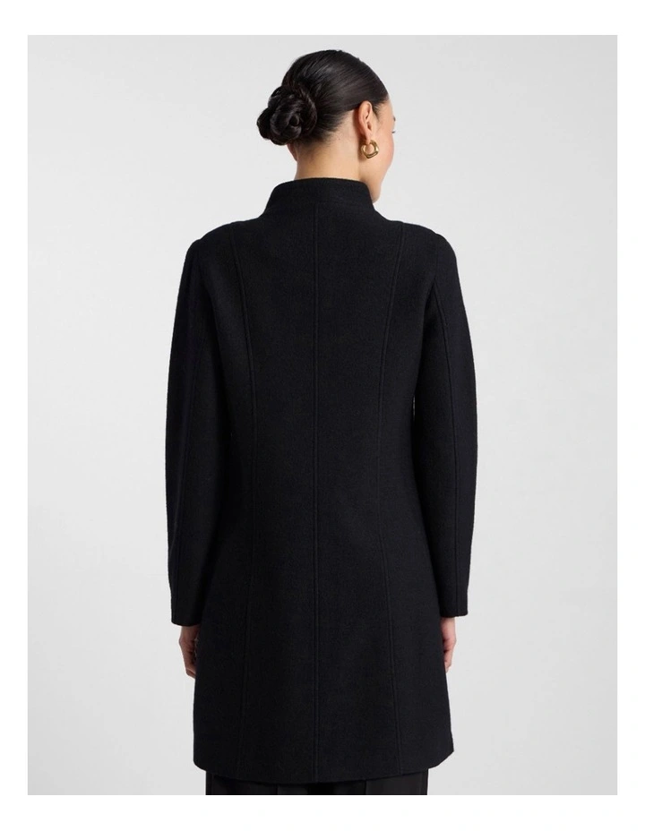 Madison Felted Wool Coat in Black image 3