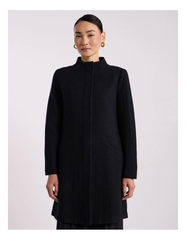 Madison Felted Wool Coat in Black image 3