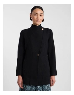 Luisa Felted Wool Coat in Black