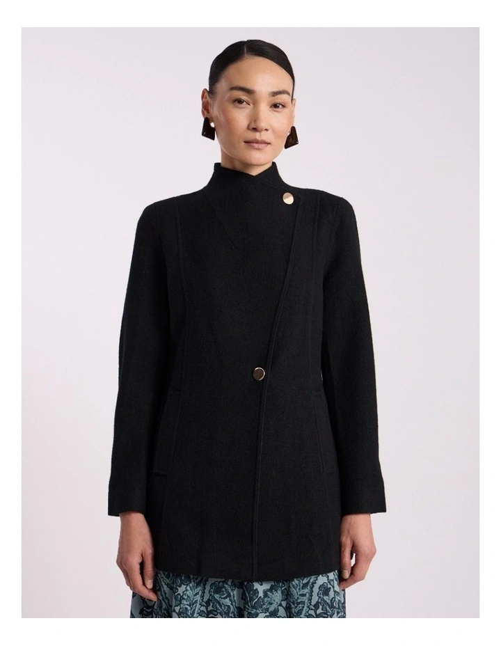 Luisa Felted Wool Coat in Black image 2