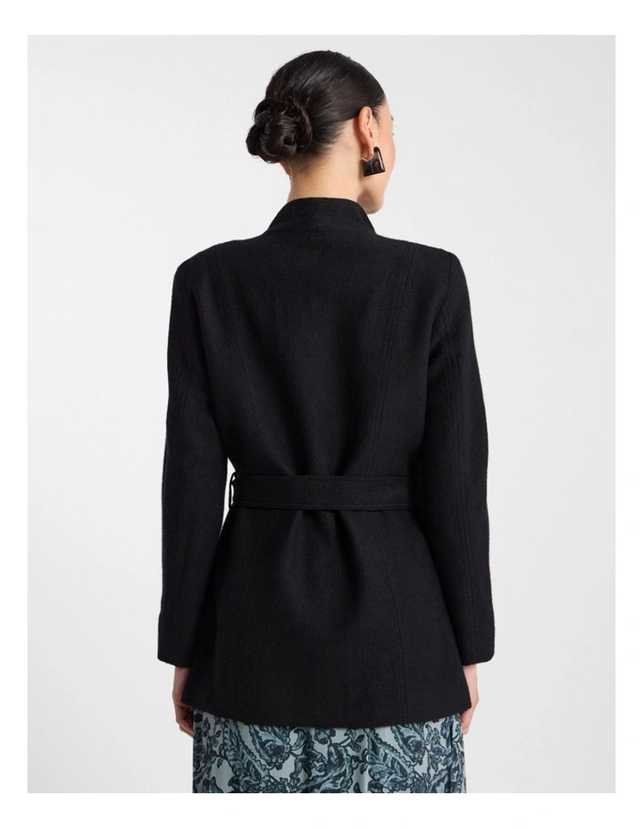 Luisa Felted Wool Coat in Black image 3