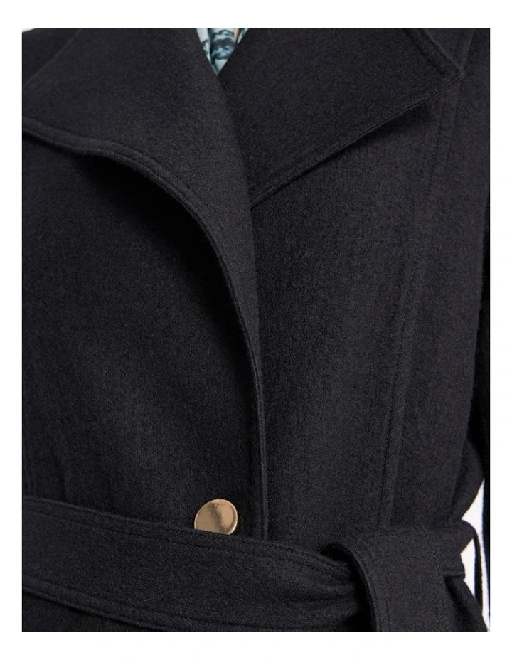 Luisa Felted Wool Coat in Black image 4