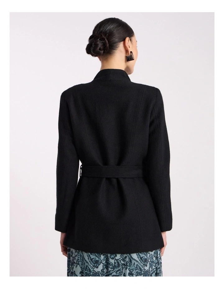 Luisa Felted Wool Coat in Black image 5