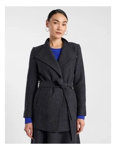 Luisa Felted Wool Coat in Charcoal