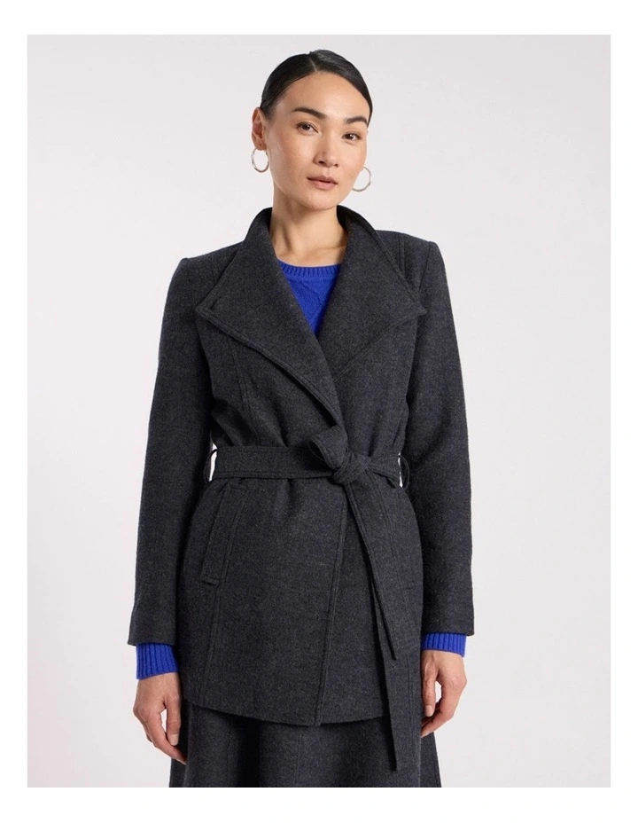 Luisa Felted Wool Coat in Charcoal image 2