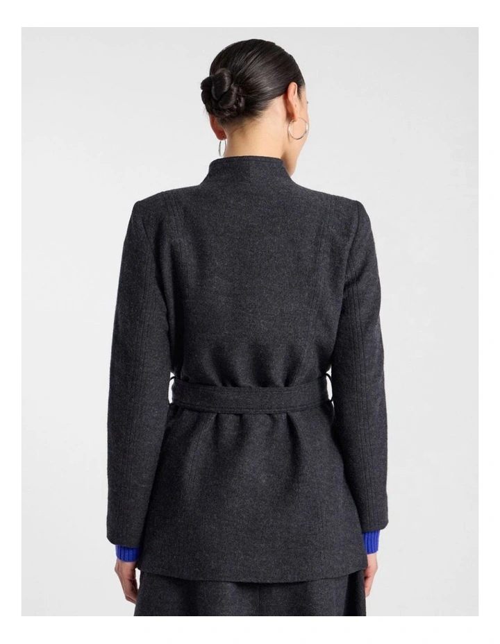 Luisa Felted Wool Coat in Charcoal image 3