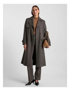 Tasman Trench Coat in Brown Multi