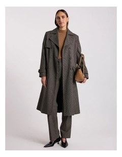 Tasman Trench Coat in Brown Multi
