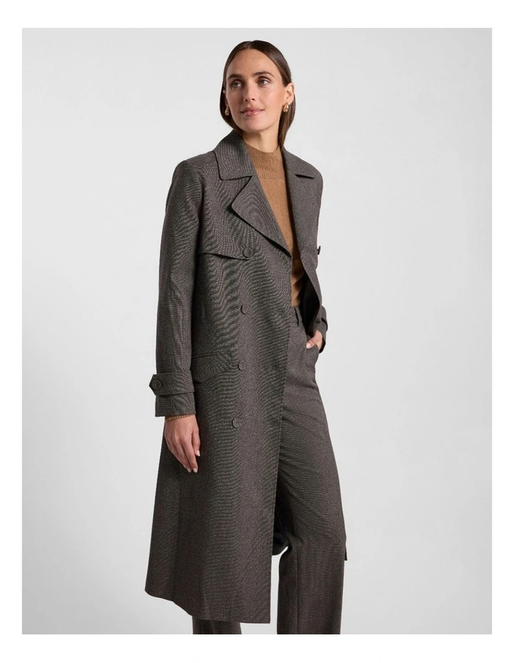 Tasman Trench Coat in Brown Multi image 2
