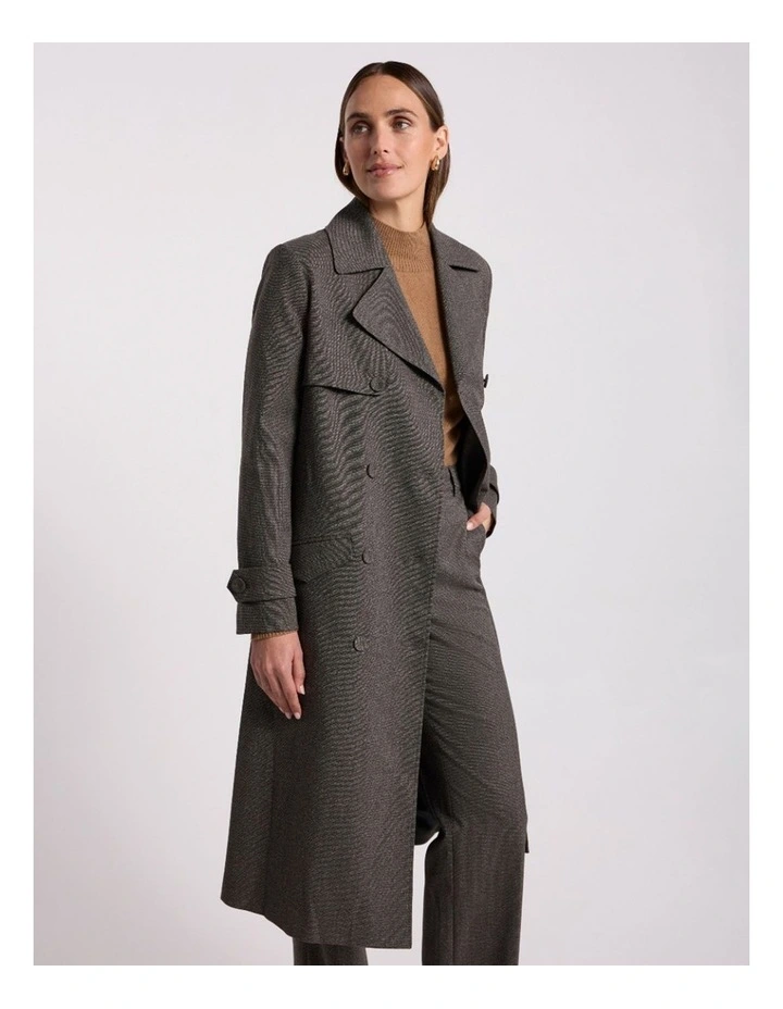 Tasman Trench Coat in Brown Multi image 2
