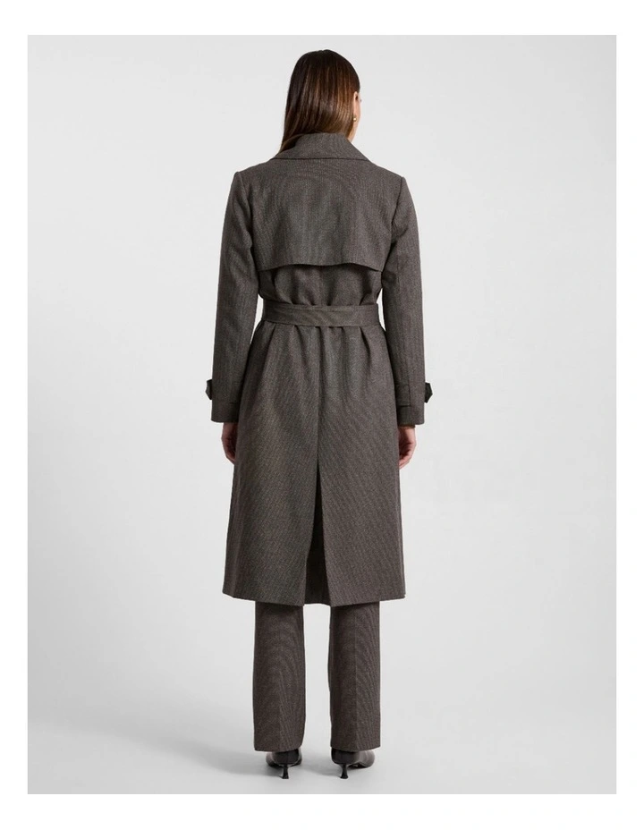 Tasman Trench Coat in Brown Multi image 3